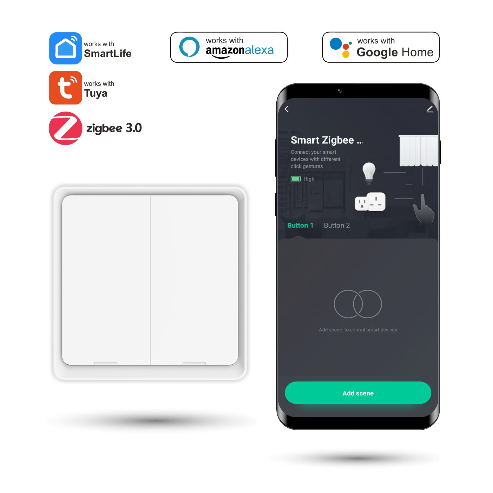 Tuya Zigbee Funkfernbedienung Mit Tastenschalter Und 6 Szenen