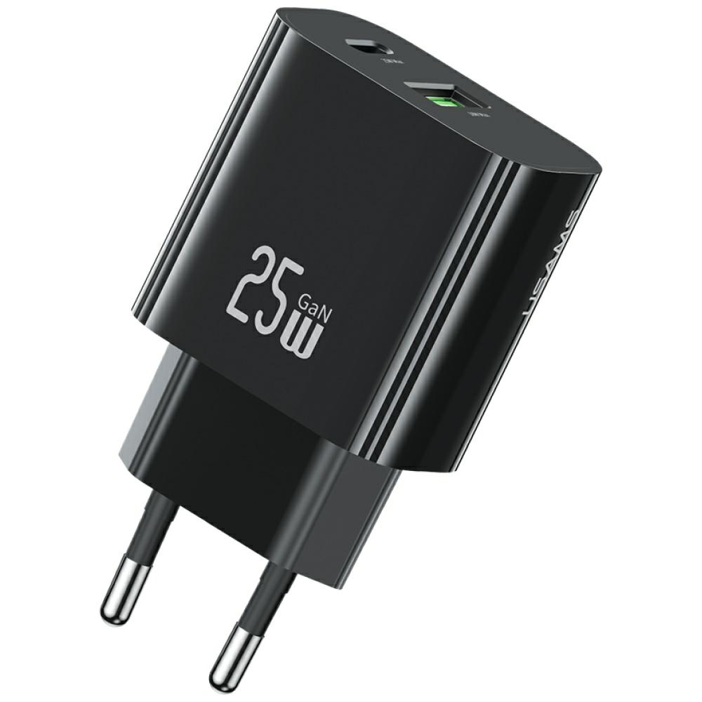 Usams Cc315 T65 25w 1xusb-c 1xusb-a Schnelllade-wandladegerät Schwarz