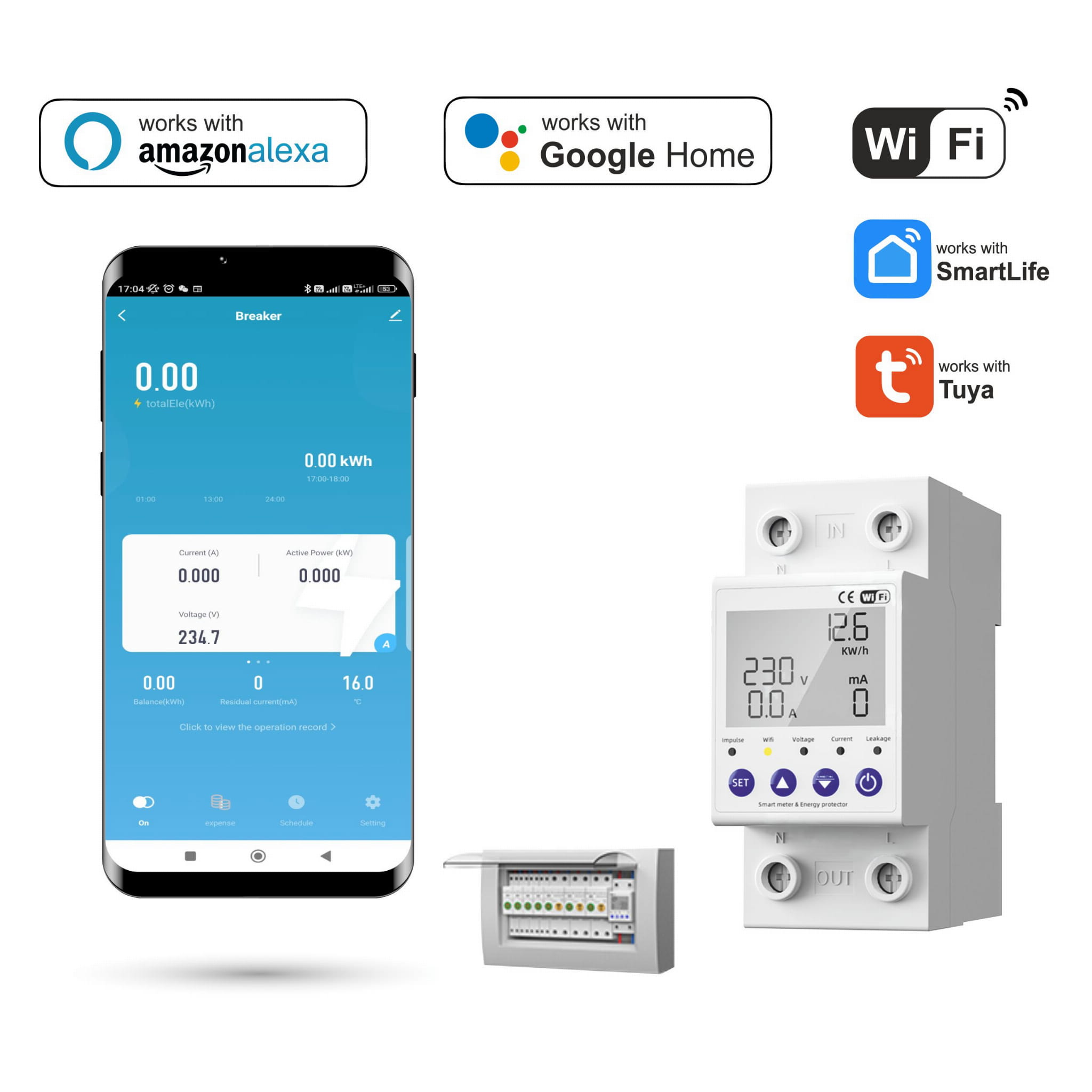 Tuya 1-63a Wlan-energiezähler Mit Sicherung