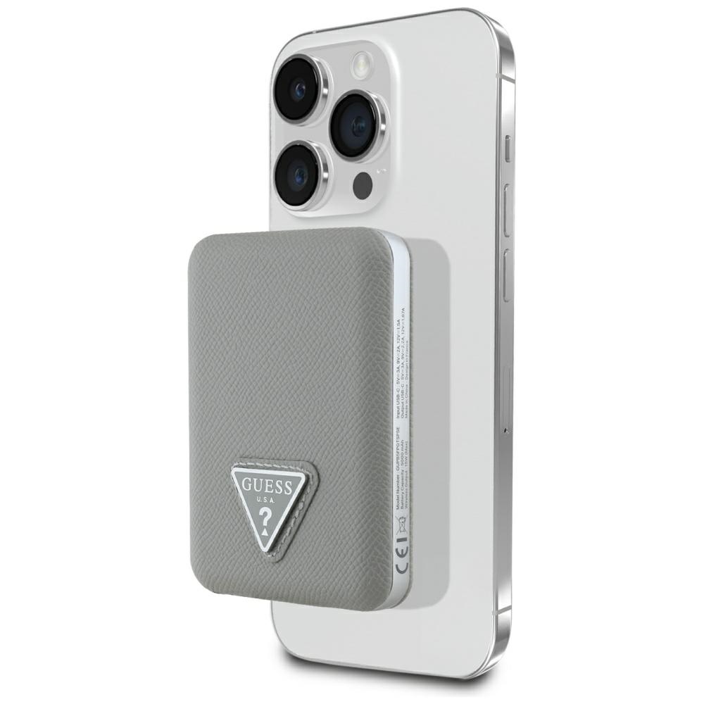 Guess Grained Triangle Induktive Powerbank 5000mah 15w Usb-c Magsafe Beige