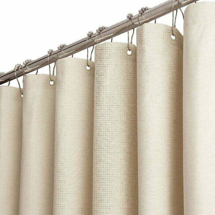 Extra-g Duschvorhang Aus Stoff – 180 X 240 Cm – Leinenstruktur – Premium-polyester – 12 Kunststoffhaken