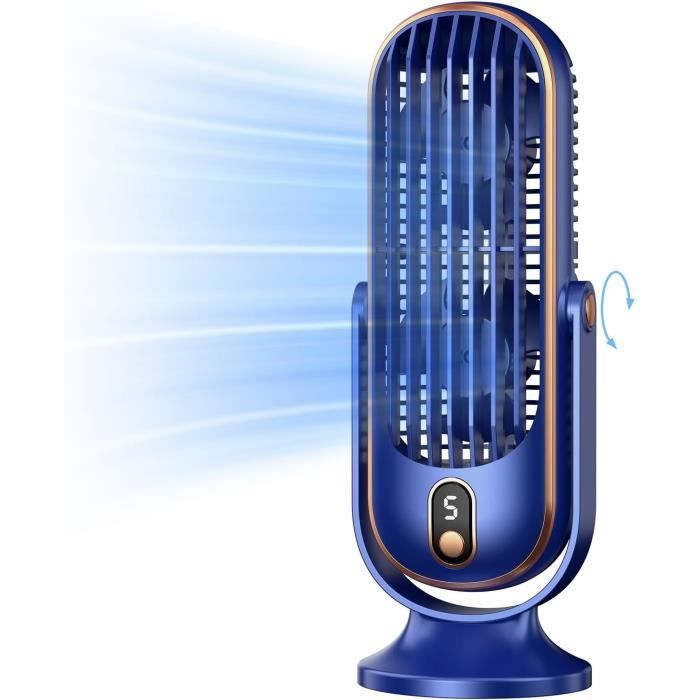 Tischventilator – Tower-bauform – 5 Geschwindigkeitsstufen – Leise – Usb-ladefunktion