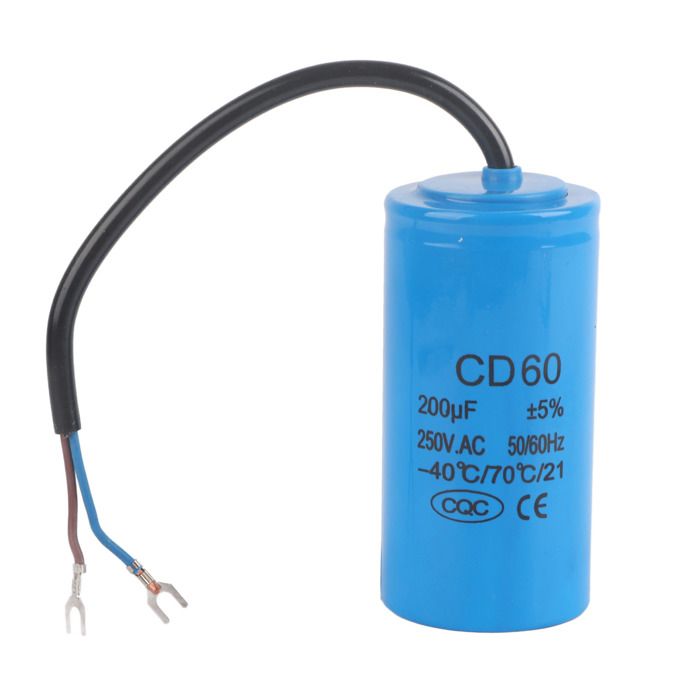 Betriebskondensator Cd60 (mit Kabel), 250 V Ac, 200 Μf, 50/60 Hz, Geeignet Für Motorbetriebene Luftkompressoren.