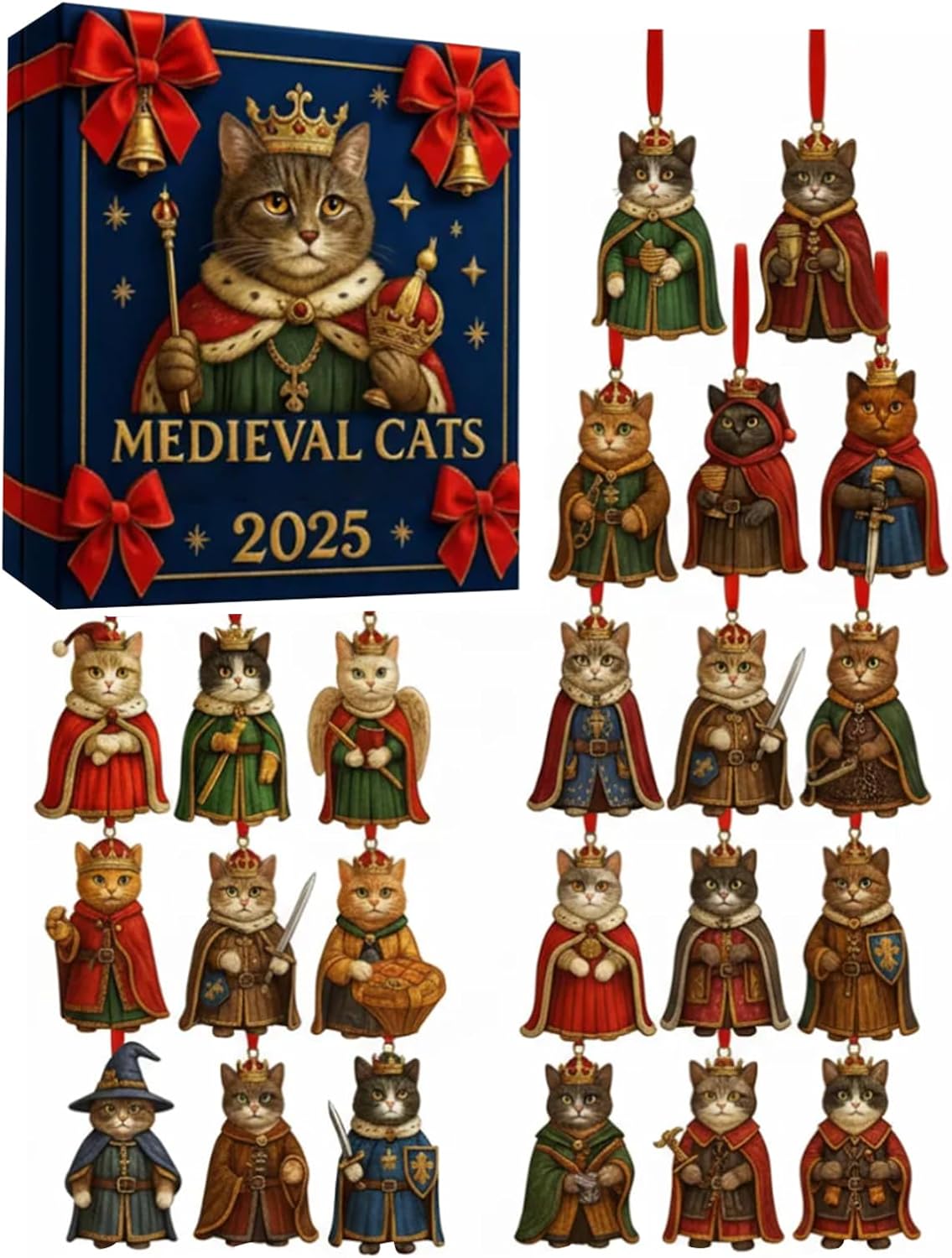 Adventskalender Mit Katzenmotiv 24-tägige Weihnachtsbaumdekoration Mit Katzenmotiv Für Zuhause, Partys, Fenster, Wand, Feiern, Amateur