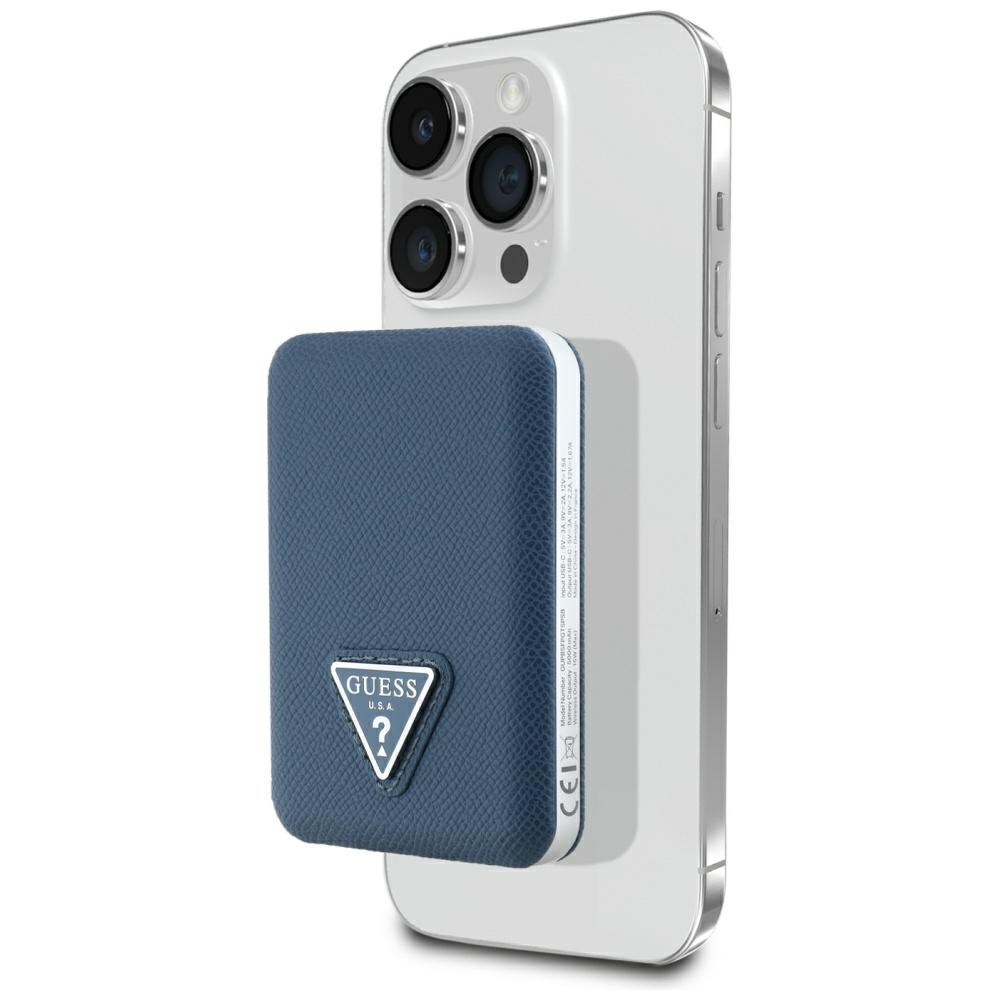 Guess Grained Triangle Induktive Powerbank 5000mah 15w Usb-c Magsafe Blau