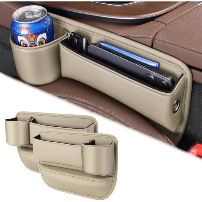 Autositz-organizer – 2-teiliges Set – Pu-leder – Mit Getränkehalter – Braun