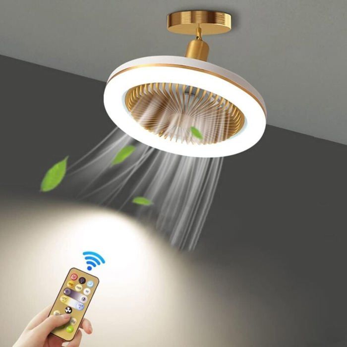 30-watt-led-deckenventilator Mit Fernbedienung, E27-lampenfassung, Goldfarben.