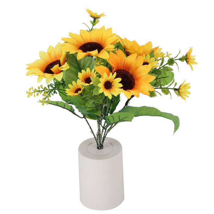 Dekorative Led-sonnenblumen-tischleuchte Mit Künstlichen Blumen, Geeignet Als Stimmungsvolles Nachtlicht Im Schlaf- Und Wohnzimmer.