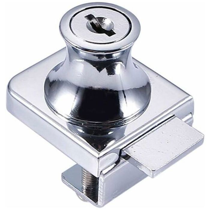 Ein Verchromtes Stahlschloss, Geeignet Für Glastüren Mit Einer Dicke Von 5-8 Mm, Ausgestattet Mit 2 Schlüsseln, Zum Schutz Von Vitrinen, Modell Klb-a.