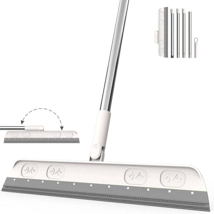 Bodenabzieher – 120 Cm – G-griff – 180° Drehbares Gelenk – Konstruktion Aus Tpr Und Edelstahl – Grau