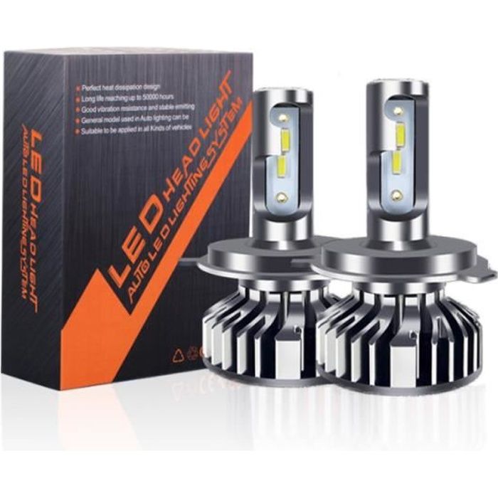 Zwei H4 Led-lampen, 10.000 Lumen, Geeignet Für Auto- Und Motorradscheinwerfer, Ersatz Für Halogen- Und Xenon-lampensätze, 12 V.