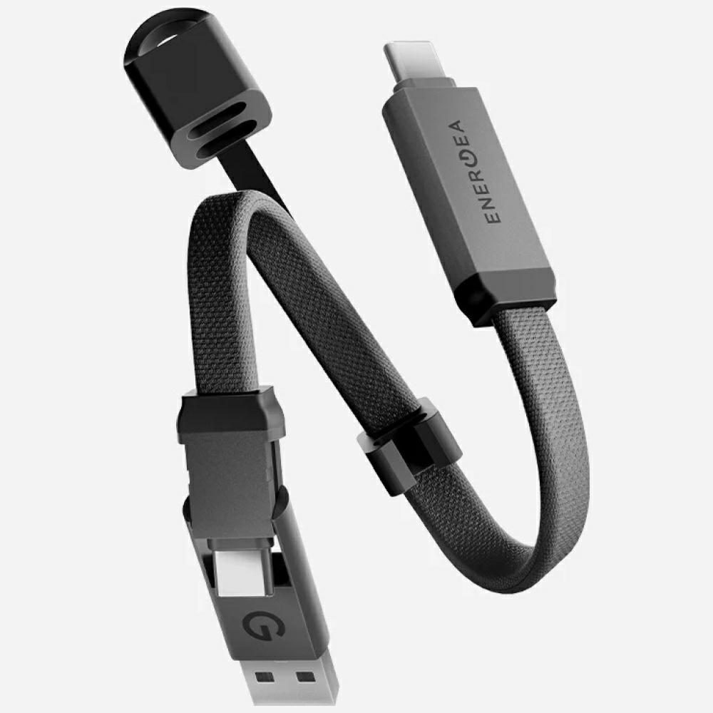 Energea Sheath Key 2-in-1 Usb-c-auf-usb-c/usb-a-kabel, 480 Mbit/s, 60 W, 15 Cm, Gunmetal