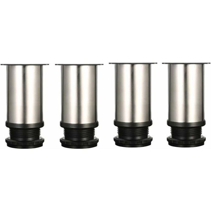Verstellbare Möbelfüße – Gebürsteter Edelstahl – 8 Cm Höhe – Verstellbereich 0–15 Mm – 4er-set – 50 Mm Durchmesser