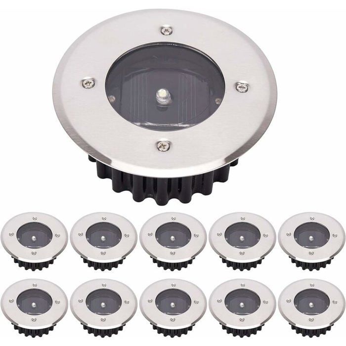 10er-packung Led-solar-bodeneinbauleuchten, Außenbeleuchtung, Straßenbeleuchtung, Bodeneinbauleuchten, Ip65 Wasserdicht (kaltweißes Licht).