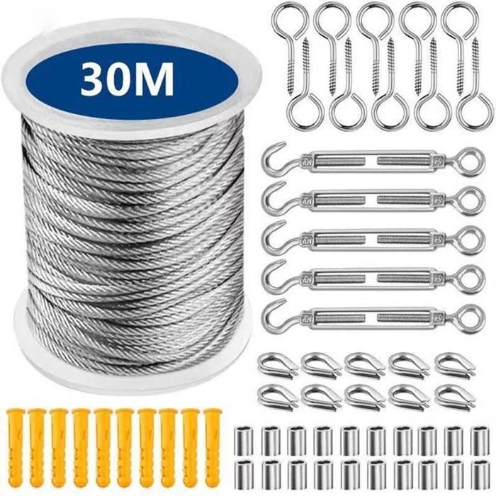 30 Meter Langes Edelstahlseil, Wäscheleine Für Den Außenbereich, Metallzaun-set