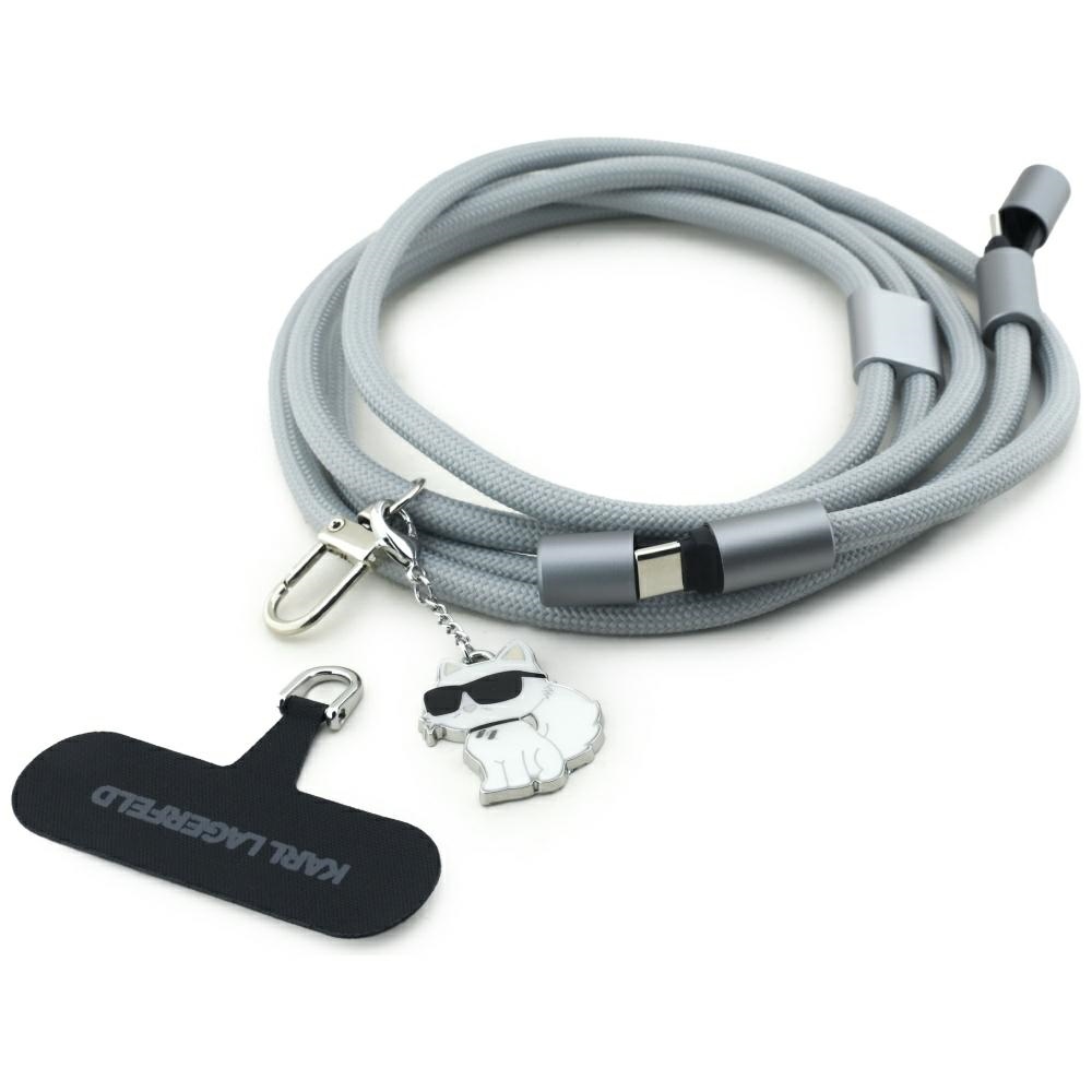 Karl Lagerfeld Cbdy Choupette Charm Universal-kabelschlaufe Usb-c/usb-c Grau