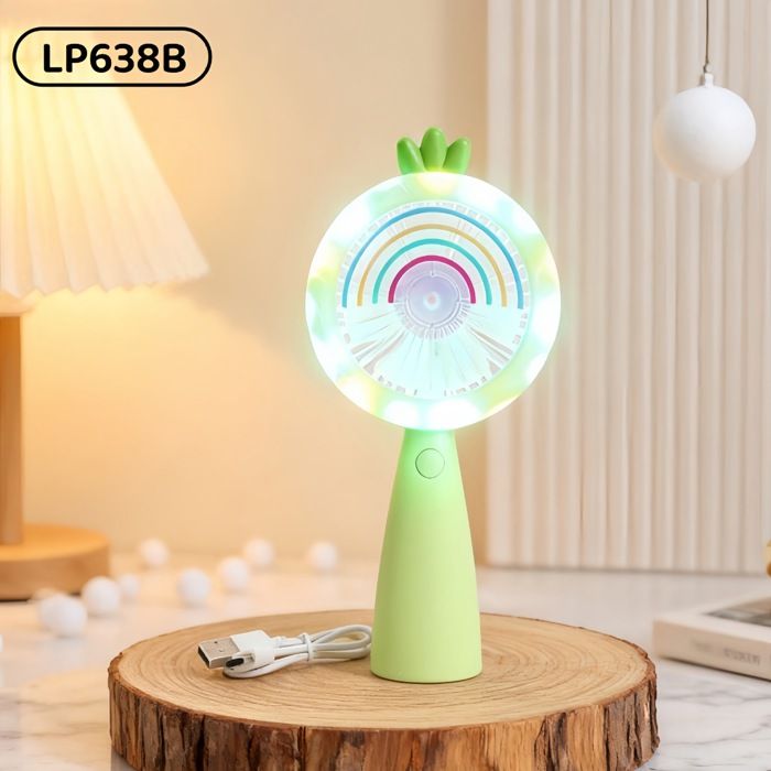 Lustiger Kinderventilator – Usb-aufladbar – Mit Licht – Tragbar Und Leise – Tragbarer Ventilator Mit Grüner Led-beleuchtung