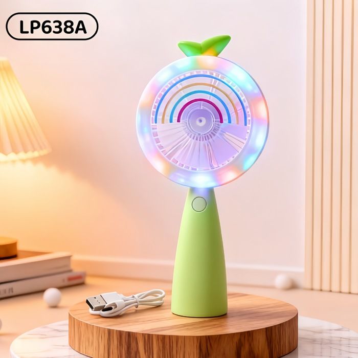 Niedlicher Ventilator – Ein Tolles Geschenk Für Kinder – Usb-aufladbar – Mit Licht – Tragbar – Grüner Led-ventilator