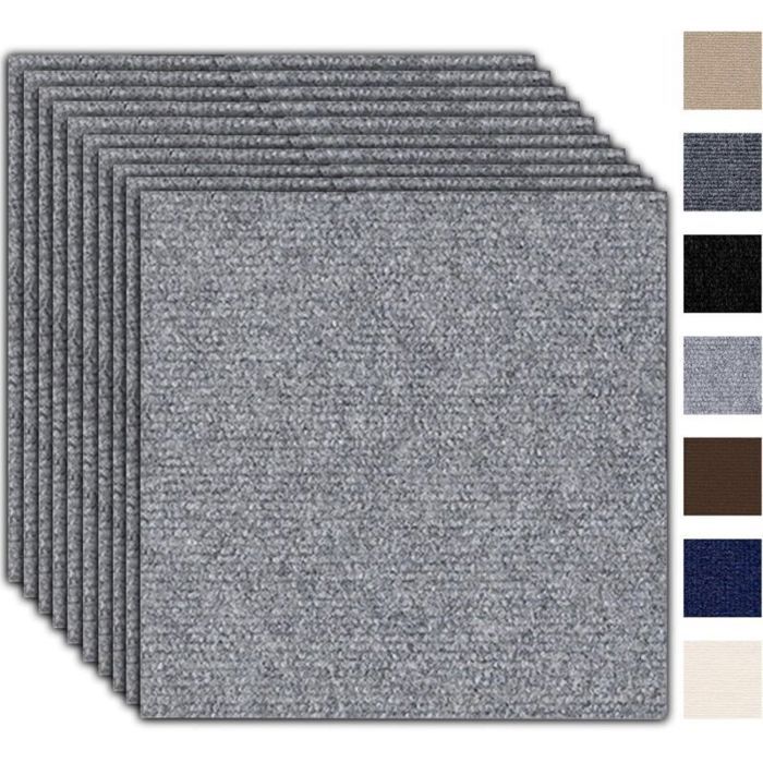 Zehn 30x30cm Hellgraue Selbstklebende Teppichfliesen, Strapazierfähig Und Geeignet Für Wohnungen, Büros, Geschäfte Und Andere Räumlichkeiten.