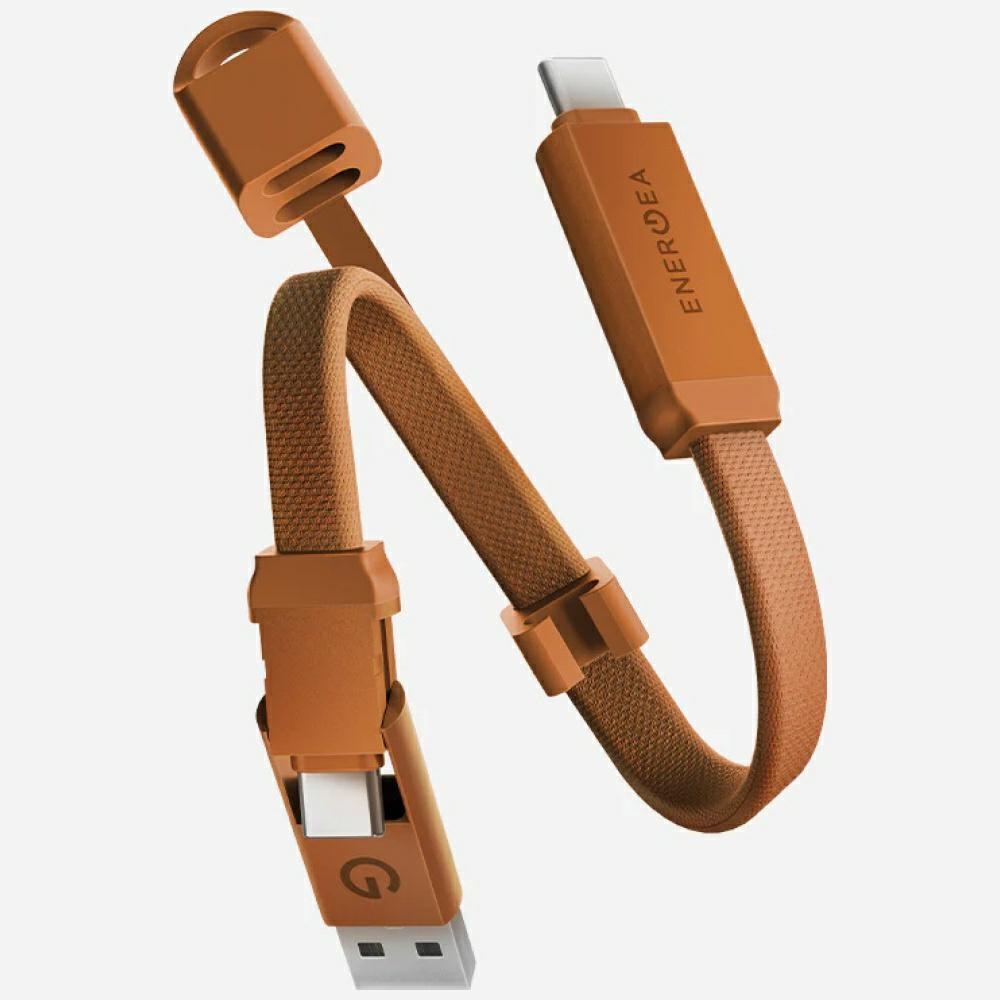 Energea Sheath Key 2-in-1 Usb-c-auf-usb-c/usb-a-kabel, 480 Mbit/s, 60 W, 15 Cm, Orange