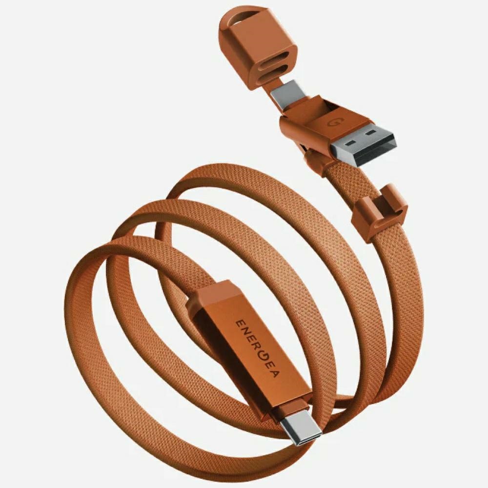 Energea Sheath Travel 2-in-1 Usb-c-auf-usb-c/usb-a-kabel, 480 Mbit/s, 60 W, 1,2 M, Orange