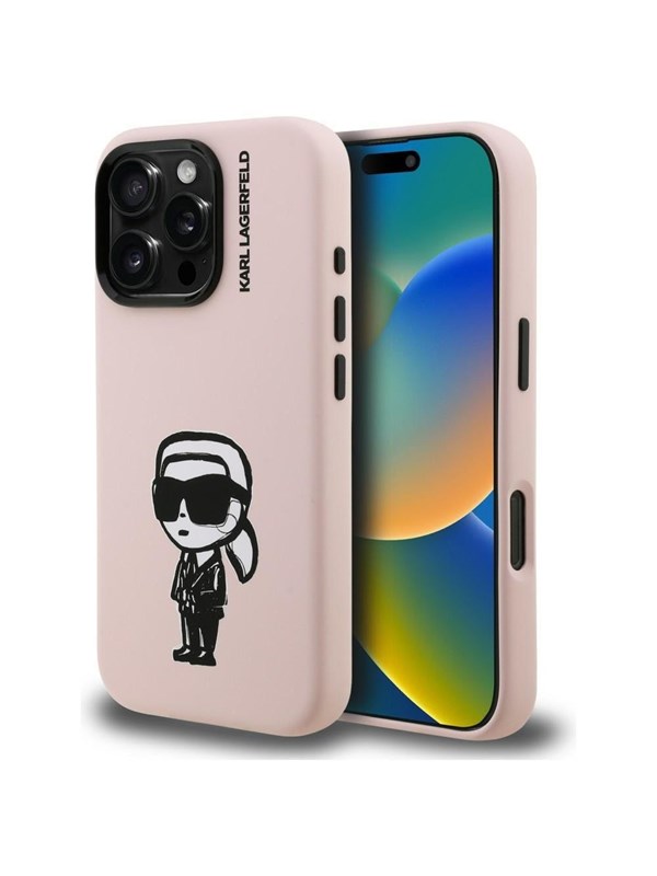 Karl Lagerfeld Silikon-magsafe-hülle Mit Karl-sketch Für Iphone 16 Pro, Pink