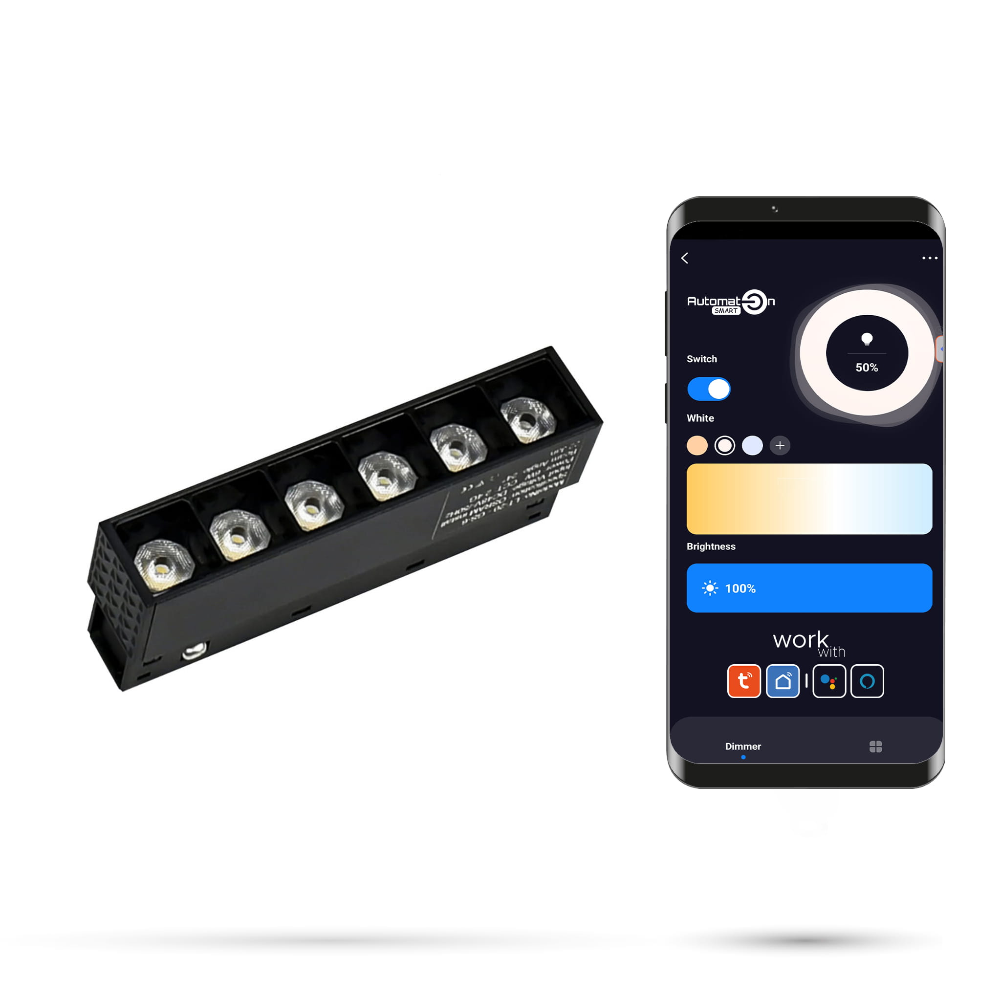 2,4-ghz-led-linearstrahler Mit Gitter, 6 W, Für Magnetschienen Smart Track, 48 V Dc, 3000–5000 K, Dimmbar