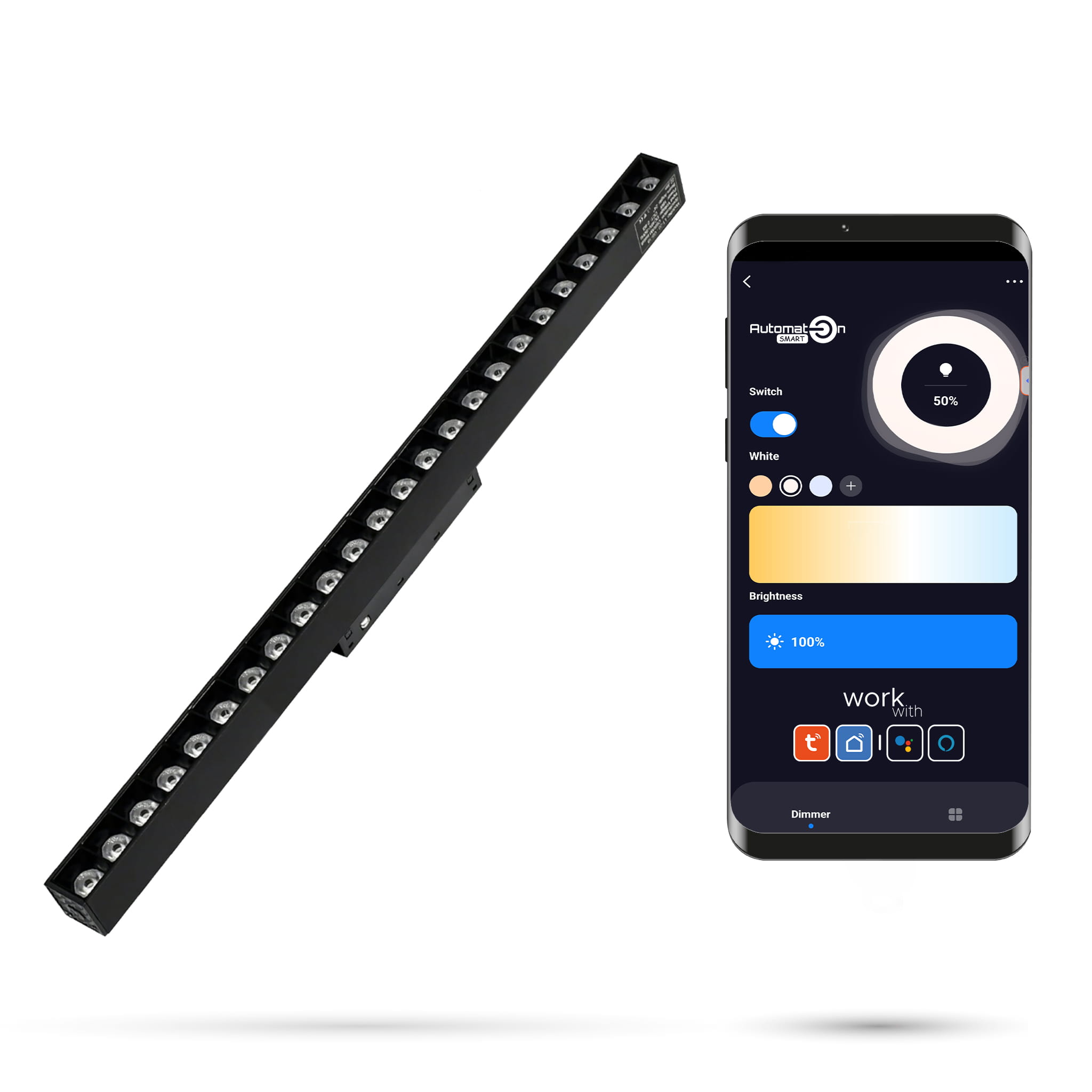 2,4-ghz-led-linearstrahler Mit Gitter, 24 W, Für Magnetschienen Smart Track, 48 V Dc, 3000–5000 K, Dimmbar