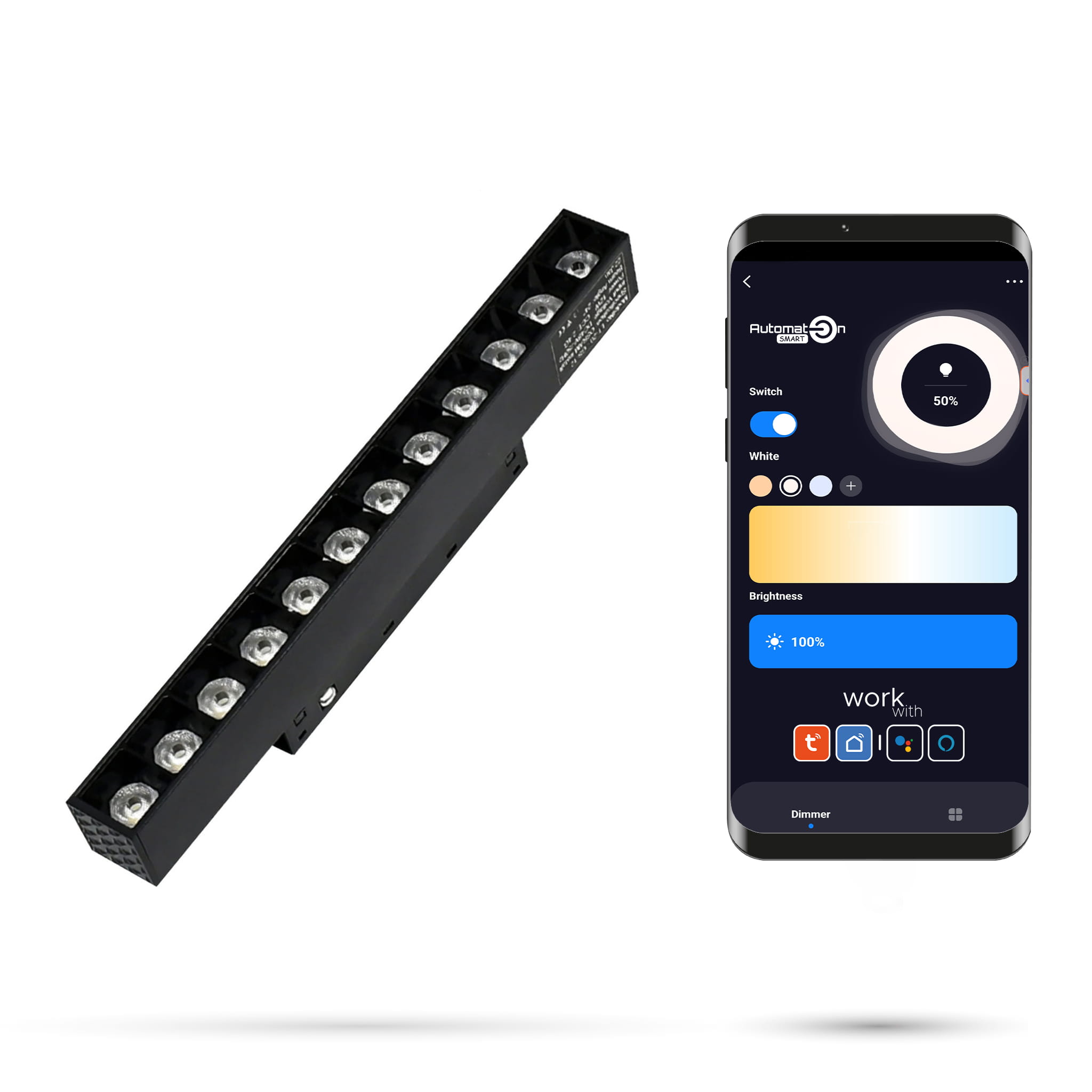 2,4 Ghz Led-linearstrahler Mit Gitter, 12 W, Für Magnetschienen Smart Track, 48 V Dc, 3000–5000 K, Dimmbar