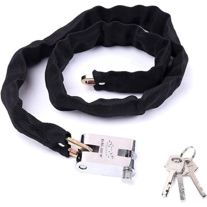 Schwere Motorradkette, 3 Schlüssel, 100 Cm, Schwarz