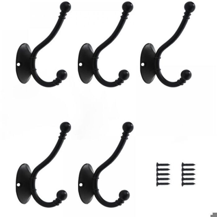 Doppelkrallen-wandhaken – 5er-pack – Doppelkrallen-design – Hohe Tragfähigkeit – Mattschwarz