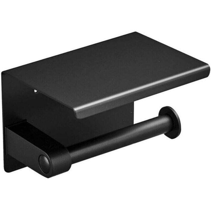 Selbstklebender Toilettenpapierhalter – Handyhalterung – Edelstahl 304 – Wandmontage – Schwarz