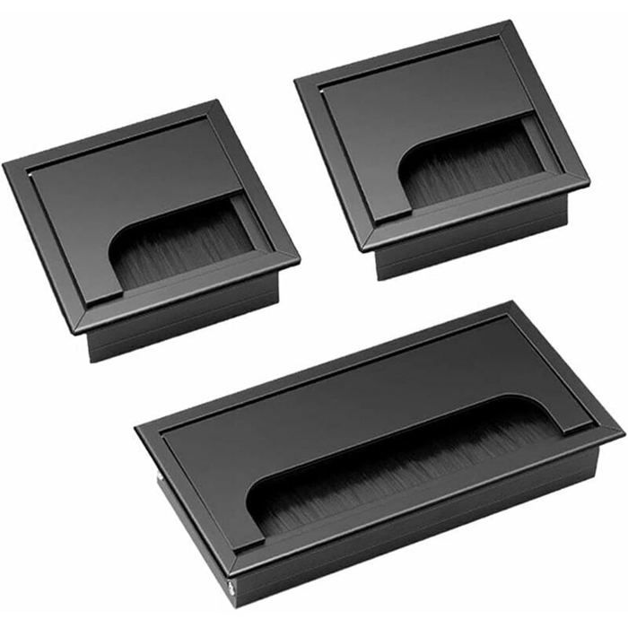 Kabelführungsabdeckungen, 3er-pack, Schwarz, Quadratisch, Aluminiumlegierung, 80 X 80 Mm