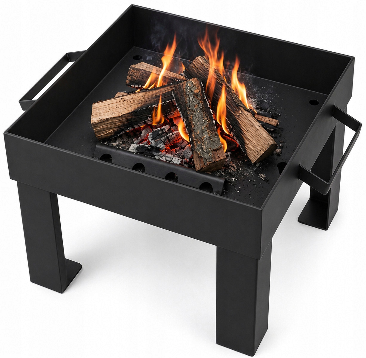 Stahl-gartenkamin 45x45, Hitzebeständig, Lackiert, Für Terrasse Oder Grundstück