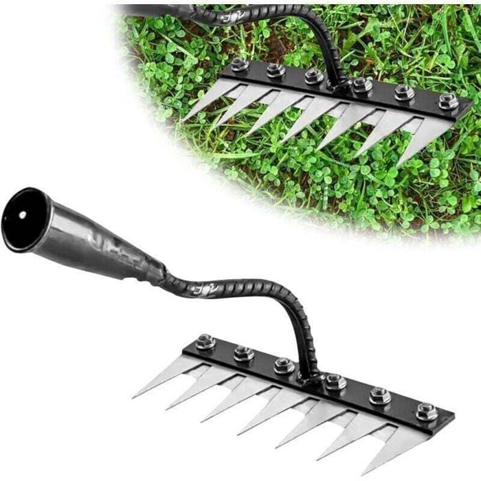 Robuster Gartenrechen Aus Kohlenstoffstahl – Unkrautbekämpfungswerkzeug, Ideal Für Die Gartenarbeit – Langlebiger Metallrechen Mit 6 Zinken