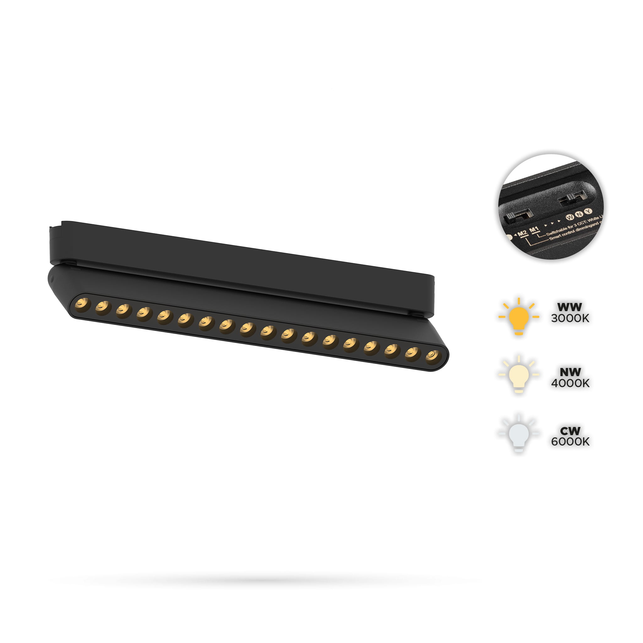 Grille Reg 18w Zd18t Linear-spotlight Für Slim Track Und Fiberflex Schienen 24vdc 3cct 3000k, 4000k, 6000k