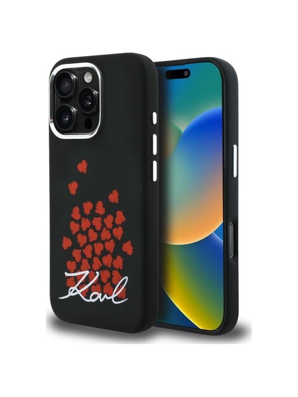 Karl Lagerfeld Silikonhülle Mit Herzlogo Und Magsafe-funktion Für Iphone 16 Pro Max, Schwarz