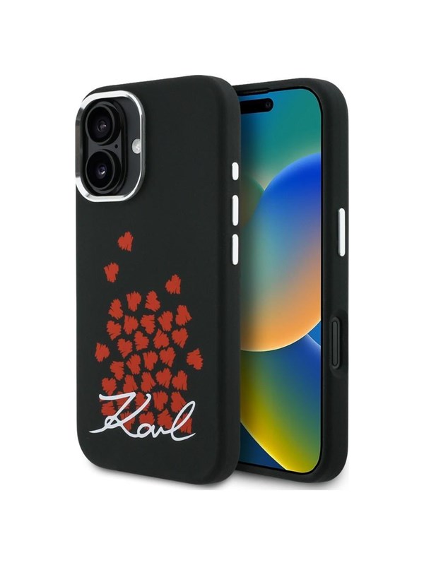 Karl Lagerfeld Silikonhülle Mit Herz-logo Und Magsafe-funktion Für Iphone 16, Schwarz