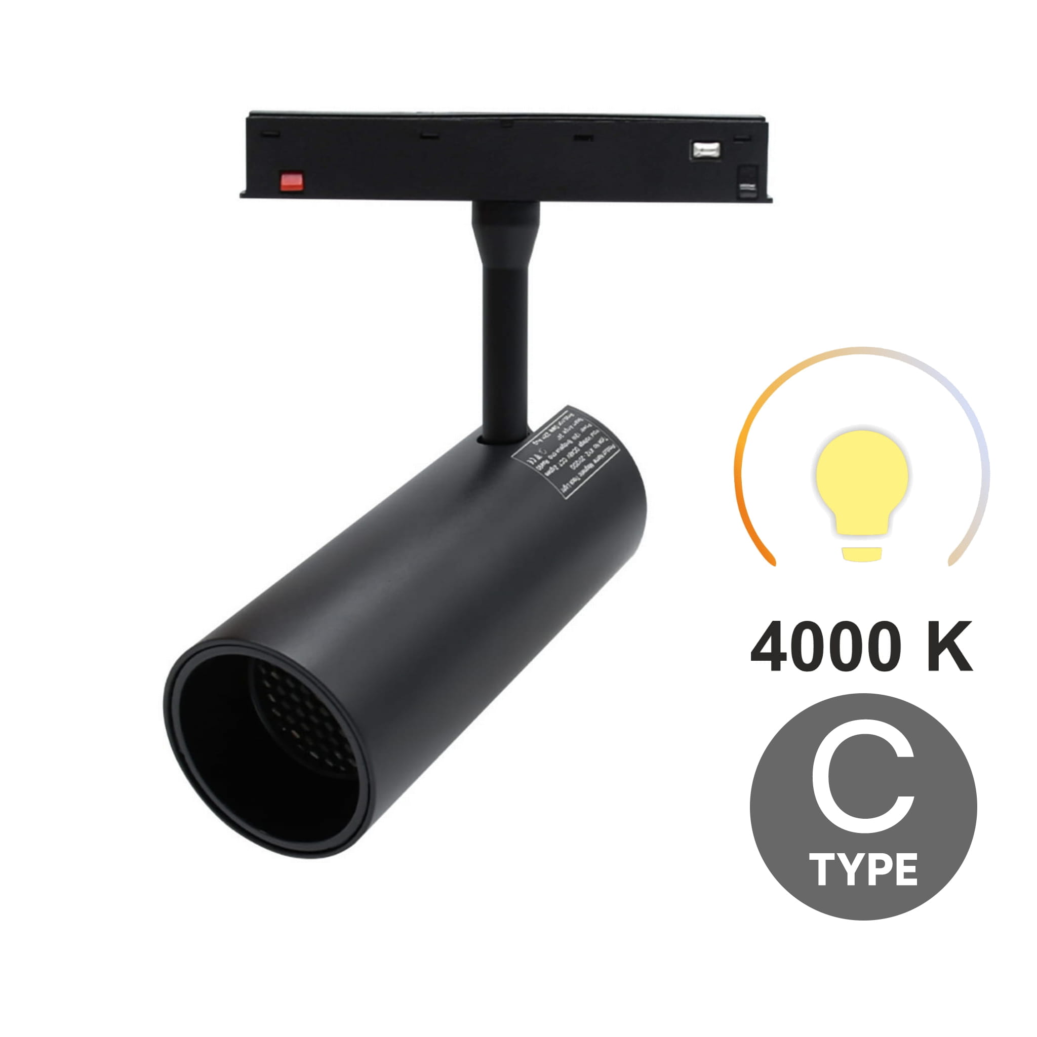 Led-schienenstrahler 12 W 4000 K Neutralleiter Typ C Für Magnetschienen Smart Track 48 V Dc
