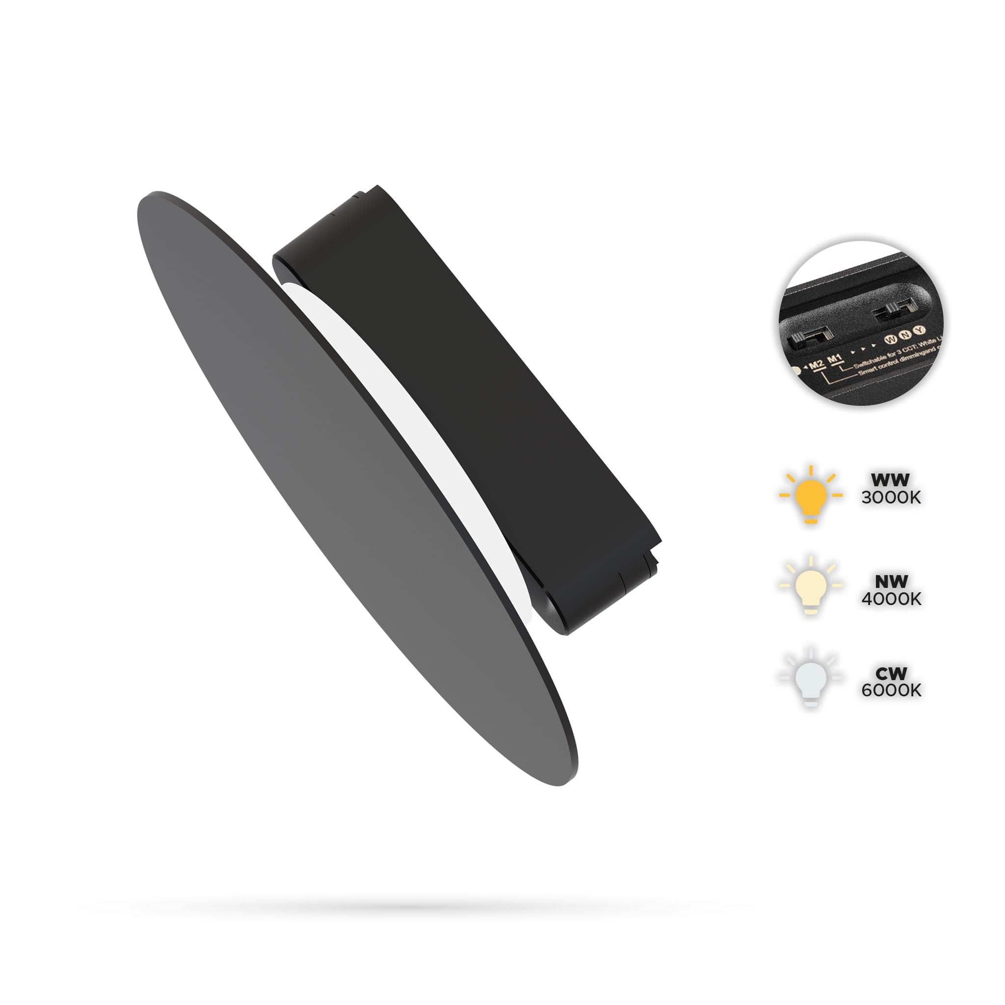 Rundstrahler 6w Ysbd Für Slim Track Und Fiberflex Schienen 24vdc 3cct 3000k, 4000k, 6000k