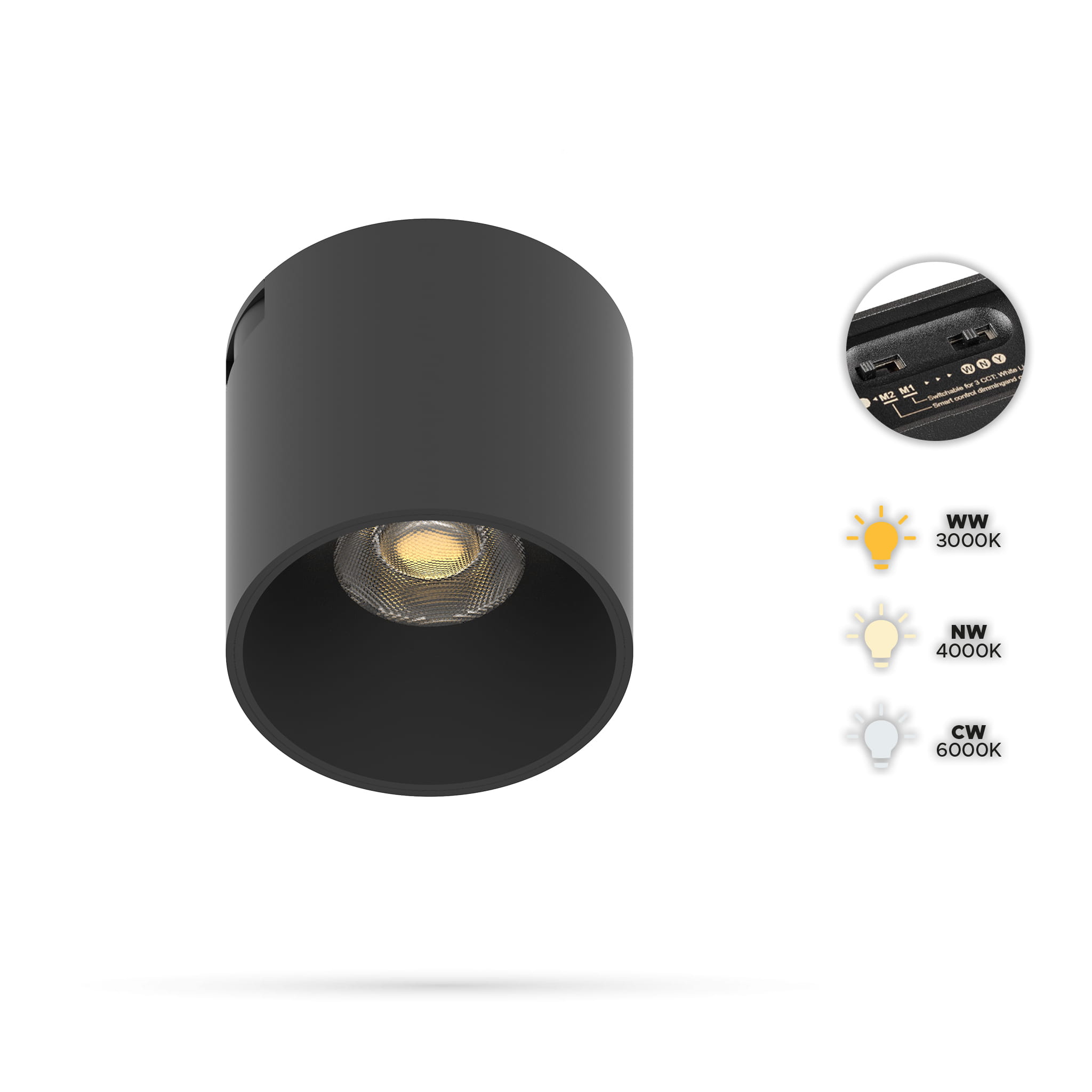 Spotlight 6w D68 Für Slim Track Und Fiberflex Schienen 24vdc 3cct 3000k, 4000k, 6000k