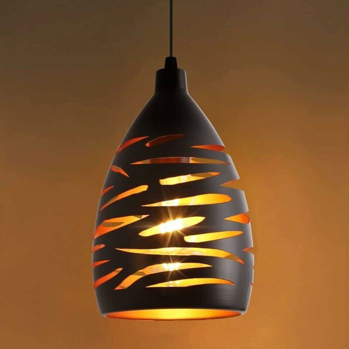 Industriell Gestalteter, Ausgehöhlter Kronleuchter Mit Schnitzereien, Moderner Led-kronleuchter, Deckenleuchte Mit Metallkäfig, Schwarzer Lampenschirm, E27-lampenfassung.