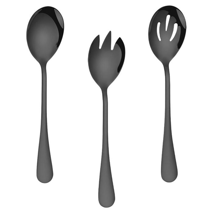 Ein Set Aus Salat- Und Esslöffeln Aus Edelstahl, Buffetgeschirr Für Restaurants