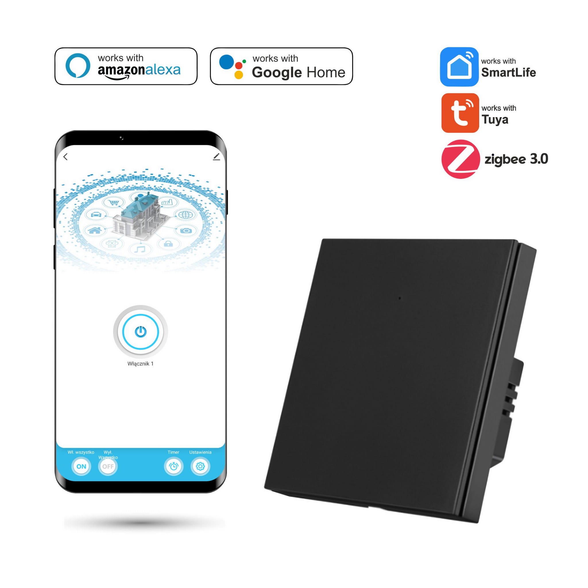 Tuya Smartlife Einzel-zigbee-schalter Mit N Schwarz