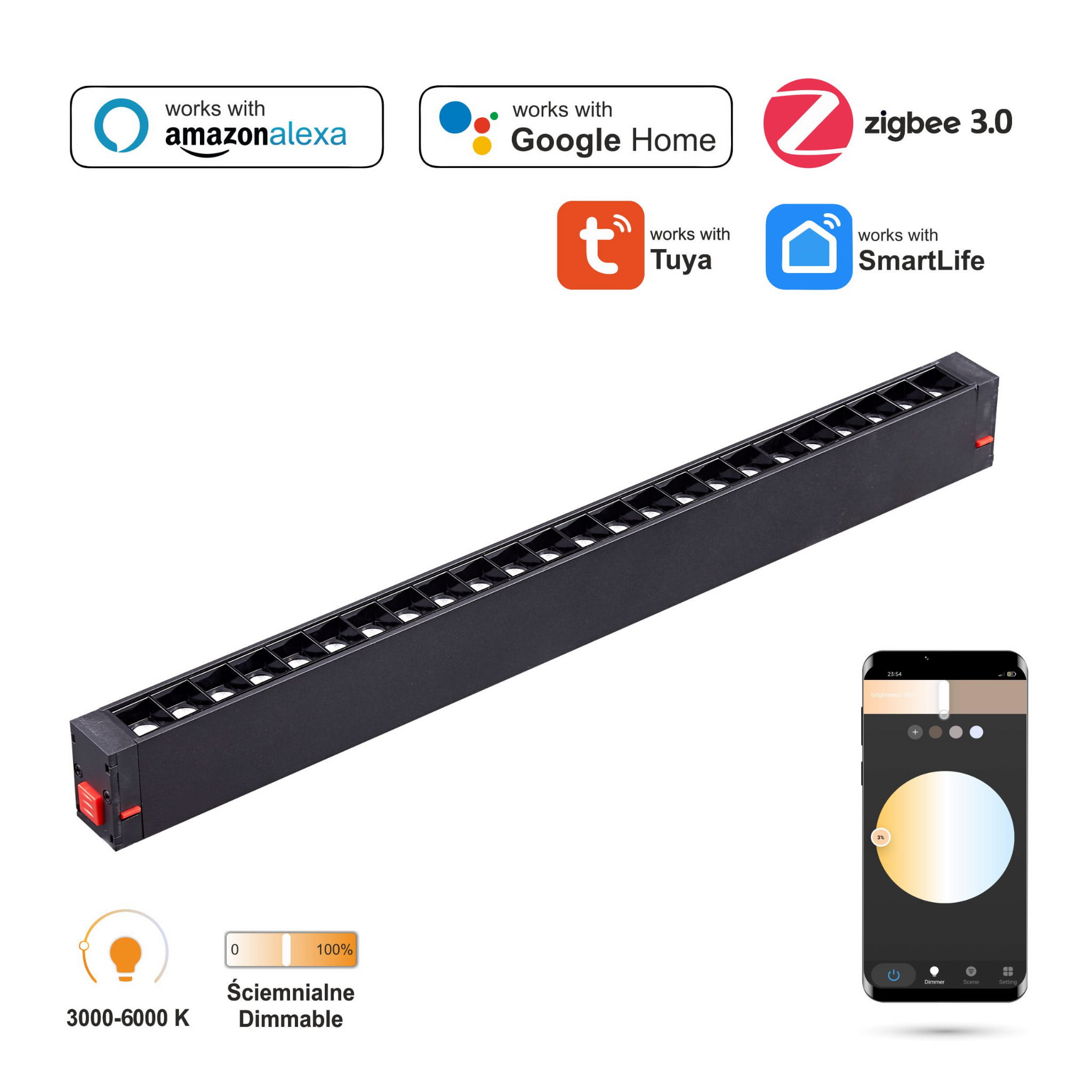 Wifi Zigbee Led-linearstrahler 18w Für Magnetschienen Smart Track 230vac 3000-6000k Dimmbar