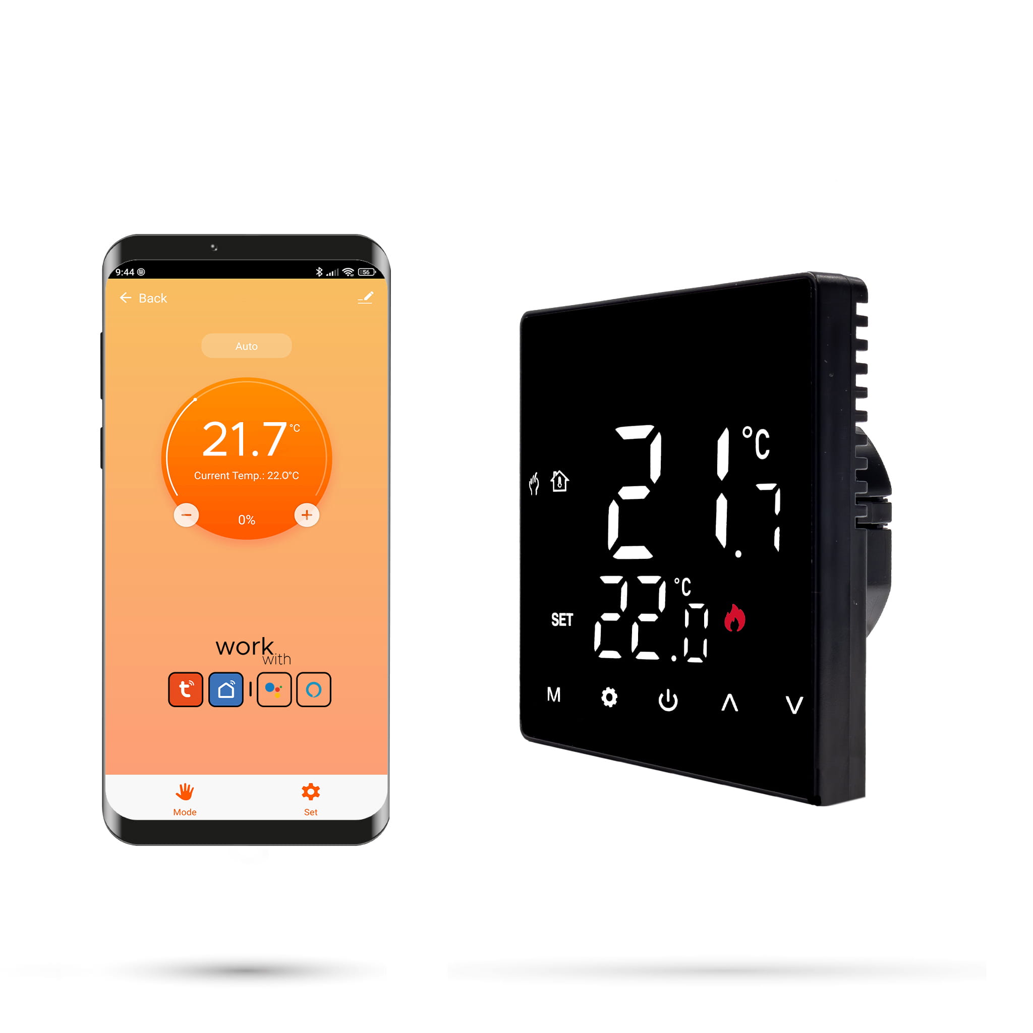 Zigbee Tuya 16a Std Schwarzer Raumthermostat