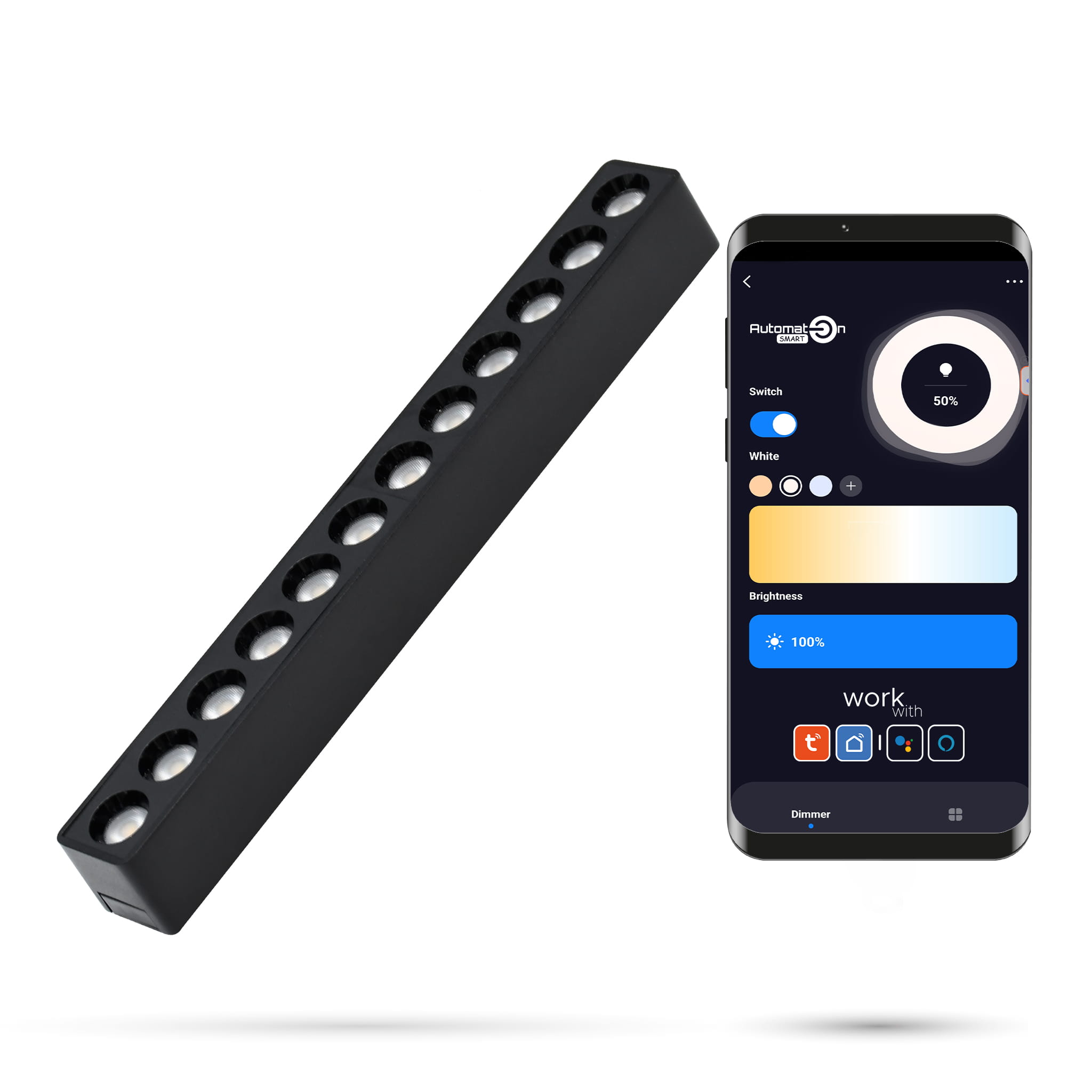 Tuya Grille 12w S12 Zigbee Linear-strahler Für Slim Track Und Fiberflex Schienen, 48 Vdc, 3000–6000 K, Dimmbar