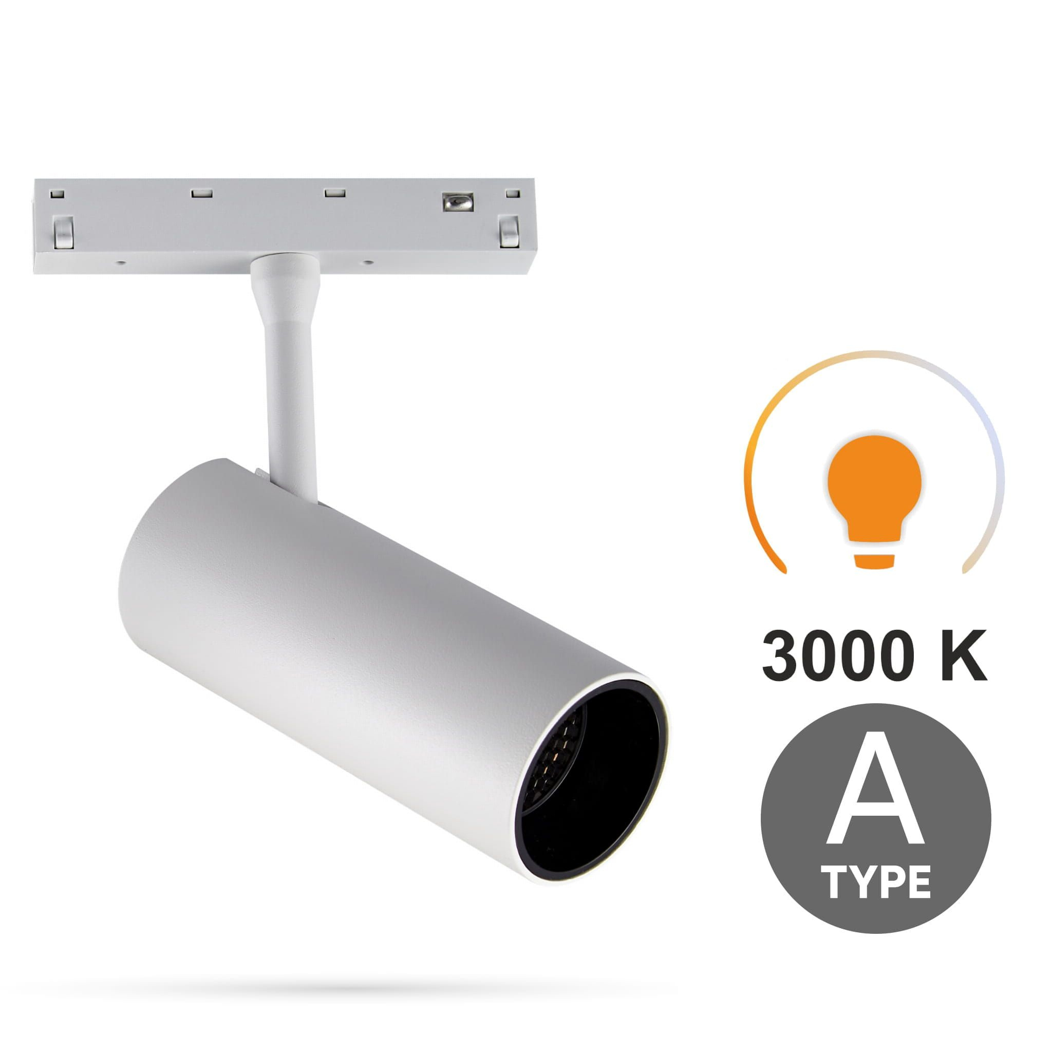 Weißer Led-schienenstrahler 30 W 3 Cct Typ A Für Smart Track Magnetschienen 48 V Dc