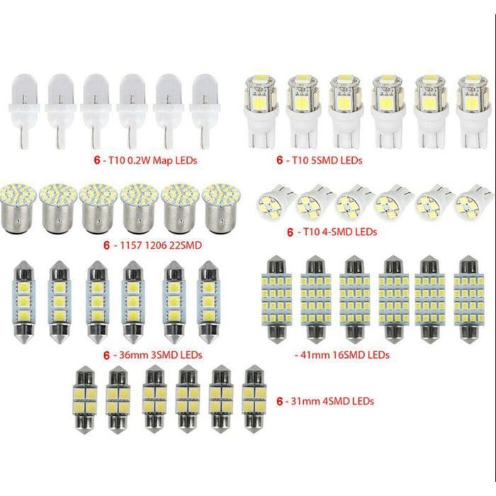 42 T10 Led-autolampen, Weißes Universelles Led-smd-autolampen-set, Innenraum-deckenleuchte Mit Befestigungsgurt