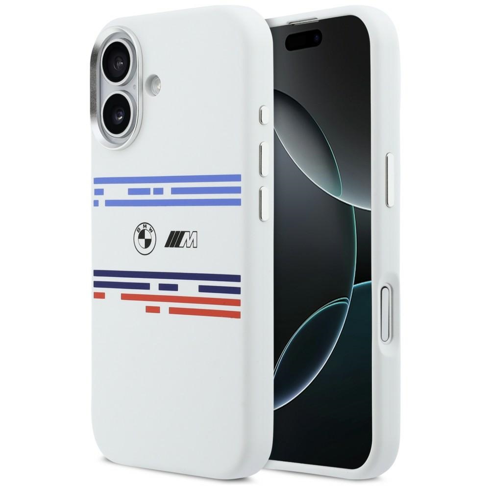 Bmw M Silikonhülle Mit Horizontalem Linienmuster Und Magsafe-funktion Für Iphone 17, Weiß